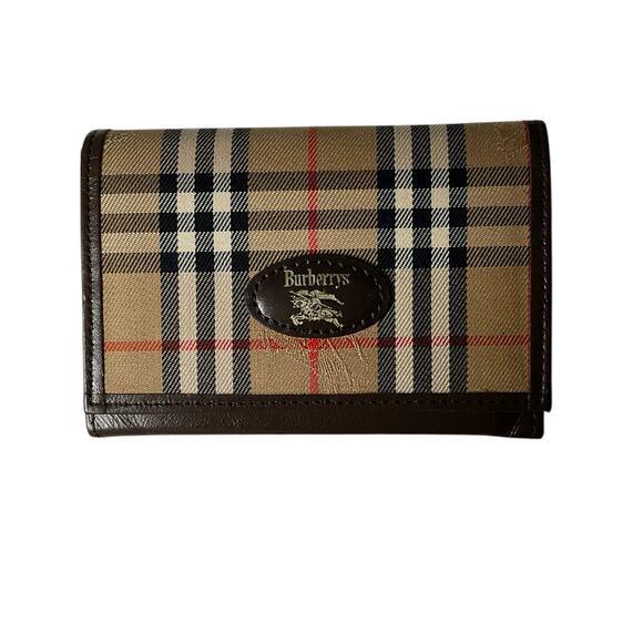 910. Burberrys Vintage Haymarket Check Card Holder Wallet - Picture 1 of 3